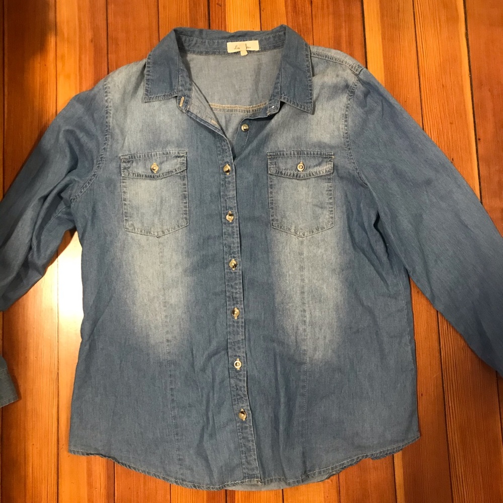 Light blue denim shirt size large